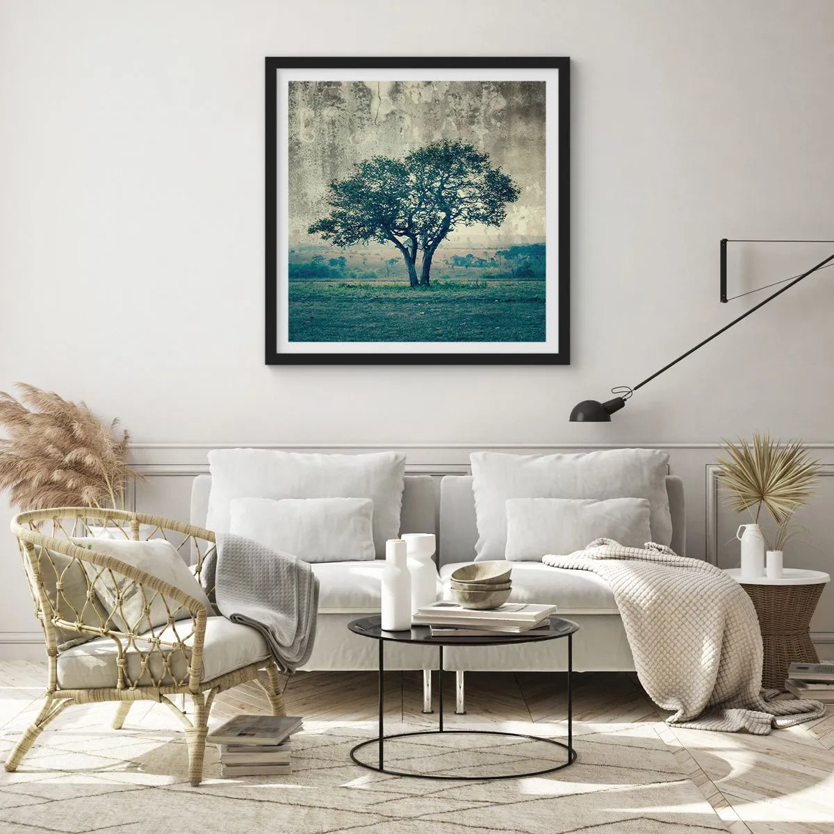 Poszter fehér keretben - Almafa a kék mezőn? - 60x60 cm