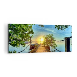 Vászonkép - Naplemente a víz felett - 100x40 cm