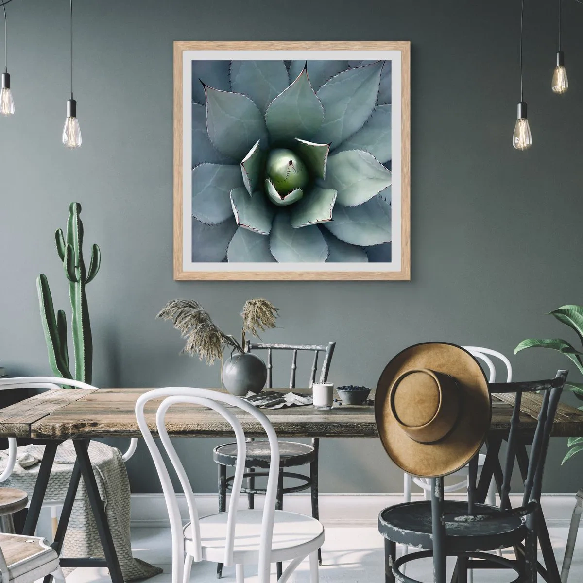 Poszter világos tölgy keretben - Wabi és figyelmeztetés - 30x30 cm