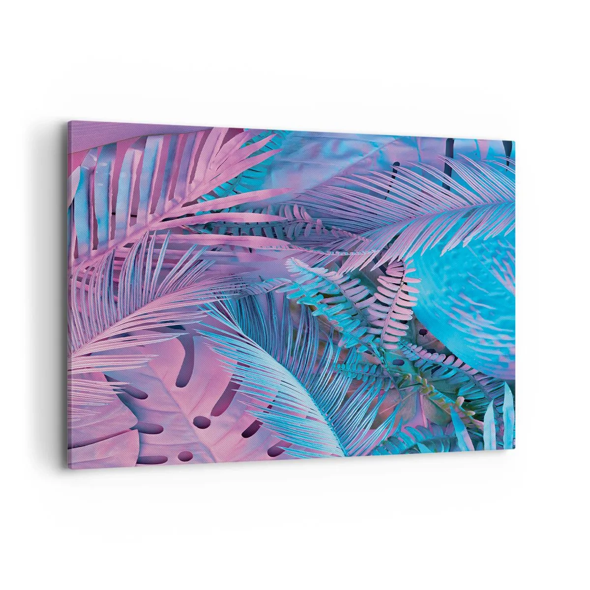 Vászonkép - Trópusok rózsaszínben és kékben - 100x70 cm