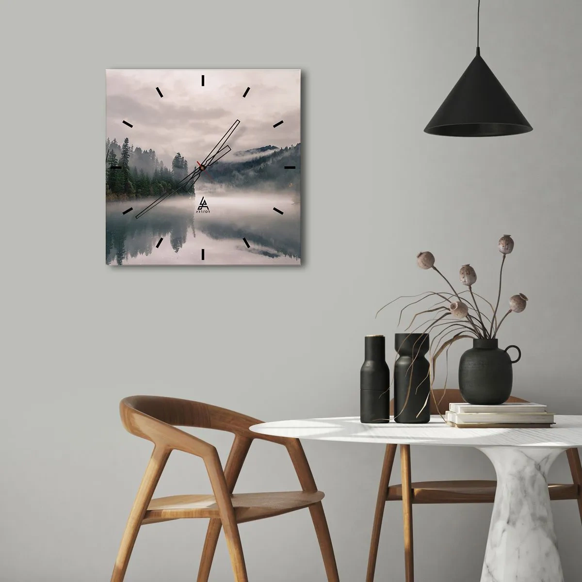 Falióra, Óra - Ábrándosan, ködben - 40x40 cm