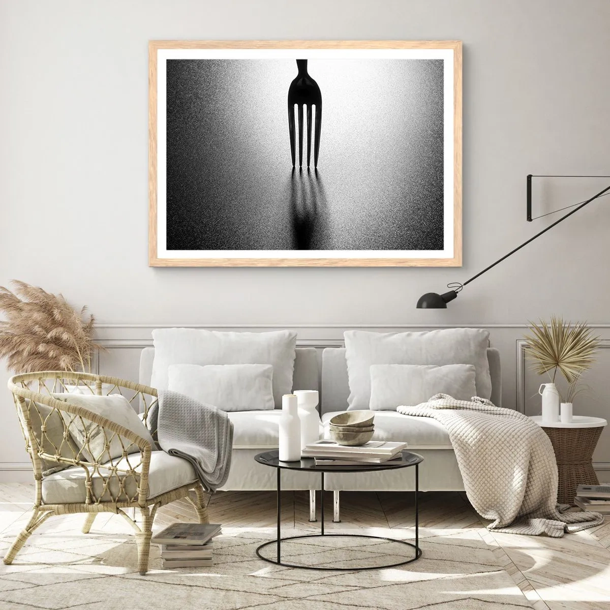 Poszter világos tölgy keretben - Fény és árnyék - 70x50 cm