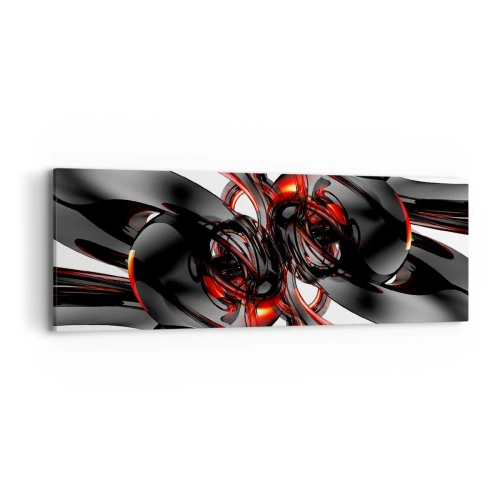 Vászonkép - Mozgás grafitban és vörösben - 90x30 cm