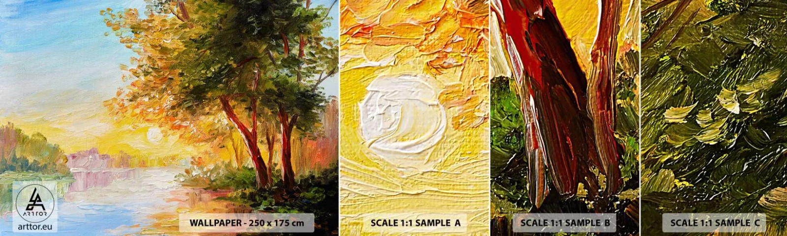 Fotótapéta Minta Öntapadós Deluxe Sticker - Et in Arcadia ego - Tájkép, Folyó, A nap sugarai - 100x30 cm