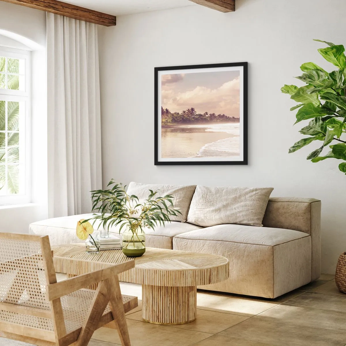 Poszter fehér keretben - A hullámok simogatása - 60x60 cm