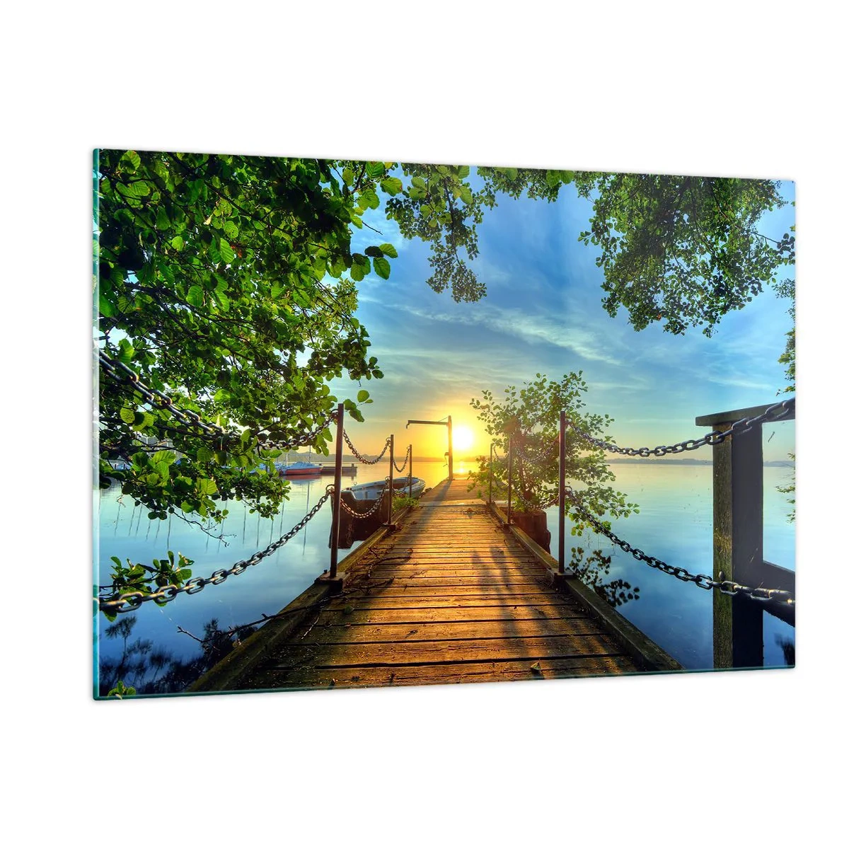 Üveg kép - Naplemente a víz felett - 120x80 cm