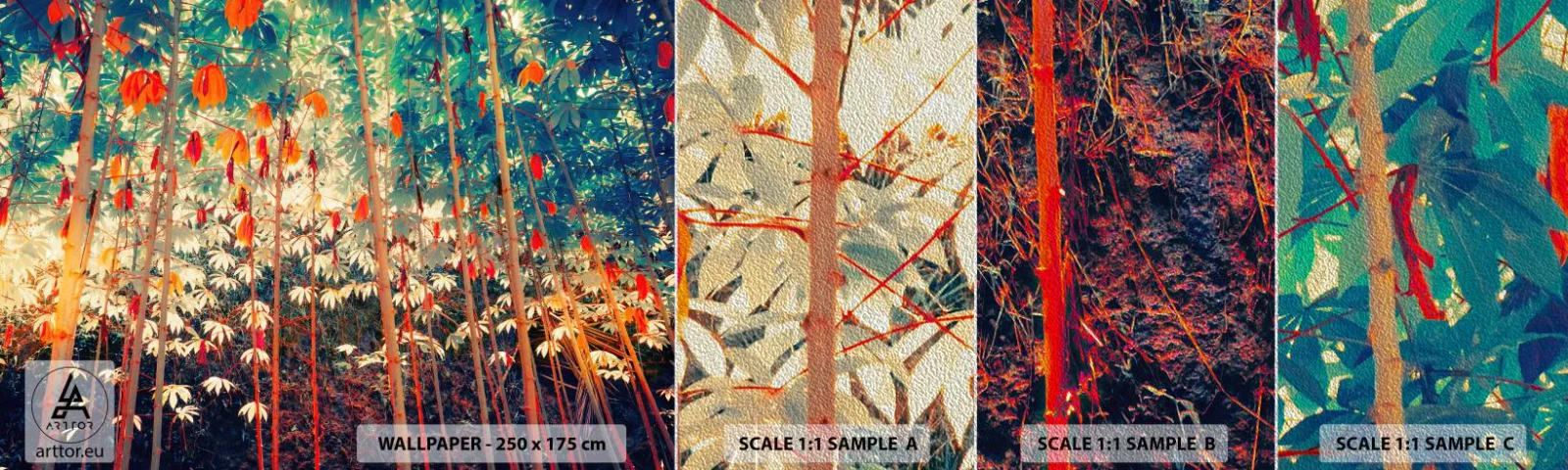 Fotótapéta Minta Premium Sand - A levelek titkos élete - Trópusi erdő, Természet, fák - 100x30 cm