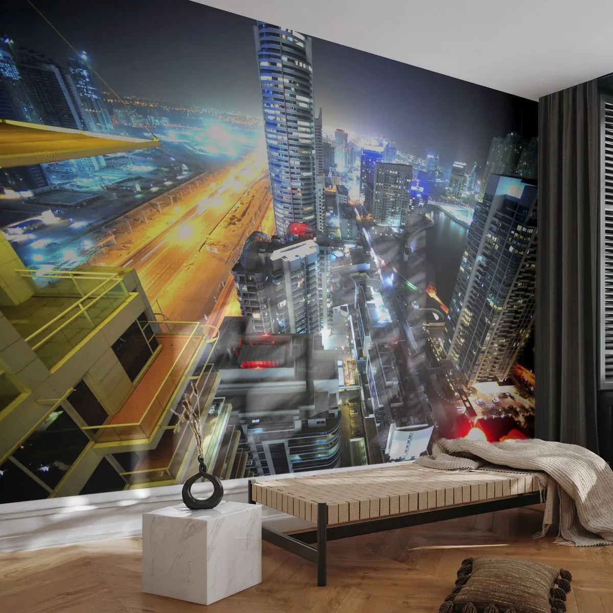 Fotótapéta Premium Sand - Csoda a sivatagban - Város, Dubai, Építészet - 100x70 cm