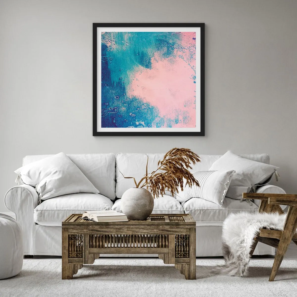 Poszter fehér keretben - Kék ölelések - 50x50 cm