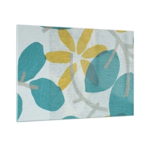 Üveg kép - Azúrkék levelek között - 100x70 cm