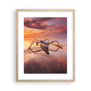 Poszter világos tölgy keretben - Egy trópusi este nyugalma - 40x50 cm