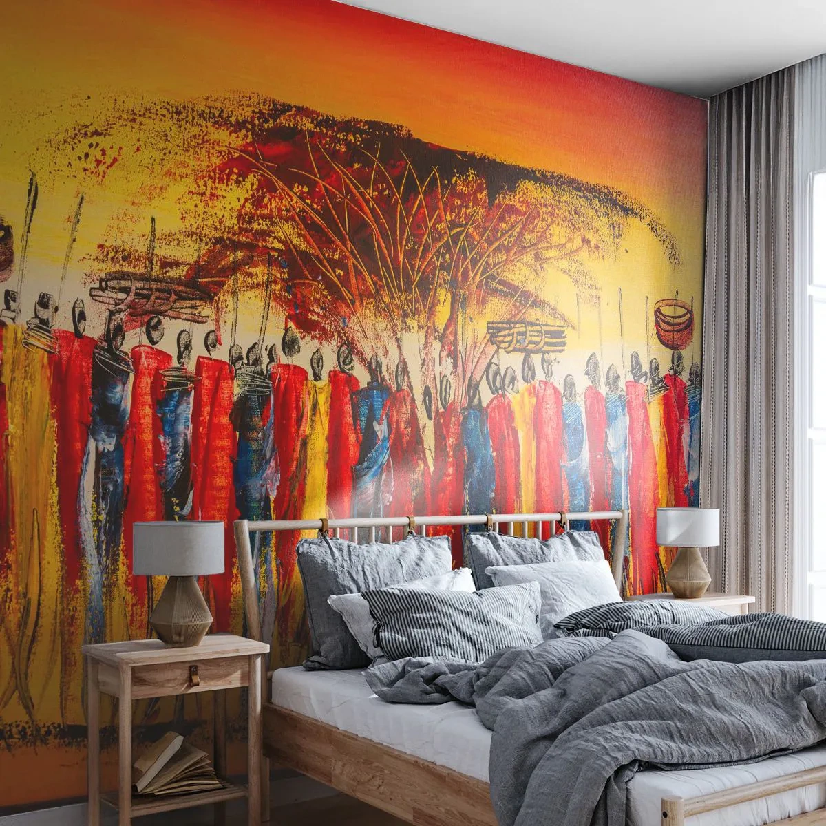 Öntapadós Fotótapéta Deluxe Sticker - Oda, oda, oda oda mennek - Darab, Emberek, Afrika - 200x140 cm