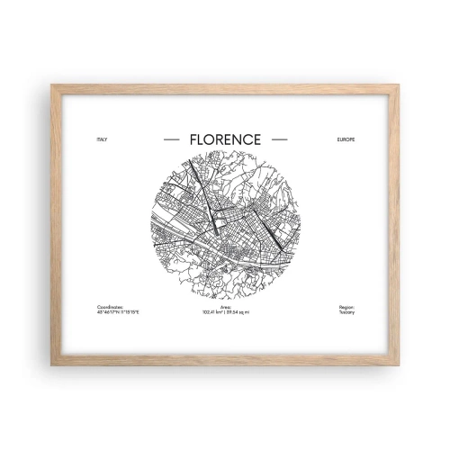 Poszter világos tölgy keretben - Firenze anatómiája - 50x40 cm