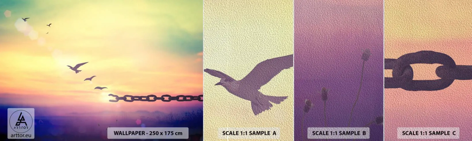 Fotótapéta Minta Premium Sand - Szabadság győzelme - Absztrakció, Madarak, Darab - 100x30 cm