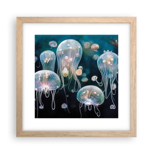 Poszter világos tölgy keretben - Víz alatti bál - 30x30 cm