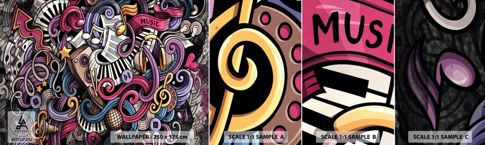 Fotótapéta Minta Öntapadós Deluxe Sticker - Bonyolult dallam - Zene, Falfestmény, Falfirkálás - 100x30 cm