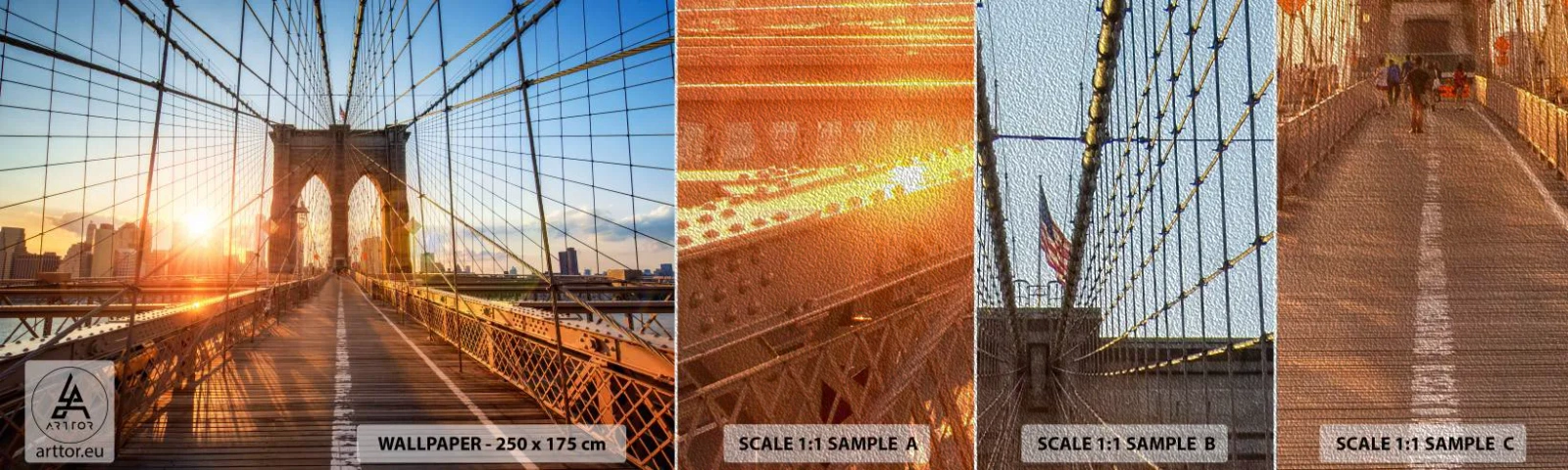 Fotótapéta Minta Premium Sand - Az arany hídon - New York, Brooklyn híd, Építészet - 100x30 cm