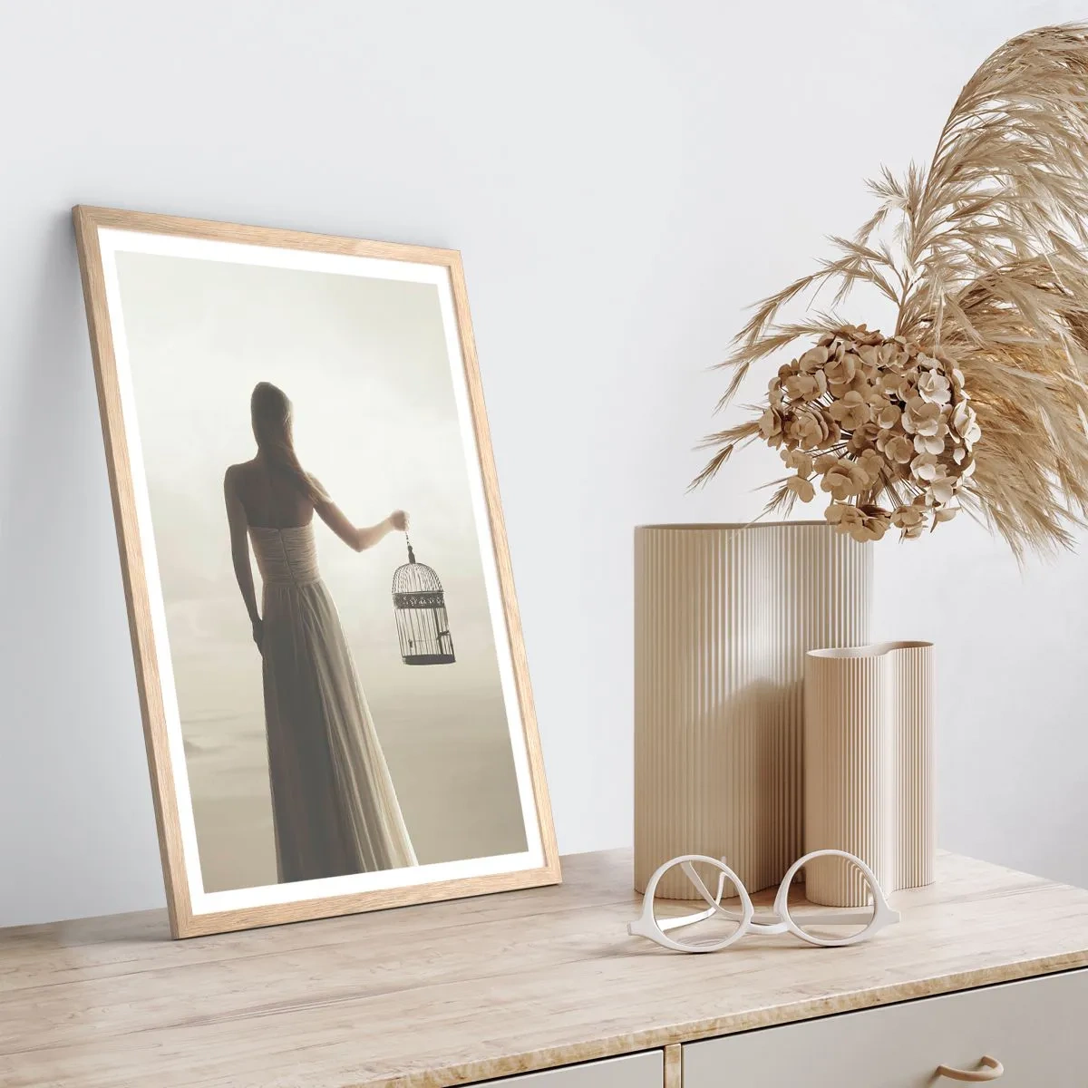 Poszter világos tölgy keretben - Légy szabad - 61x91 cm