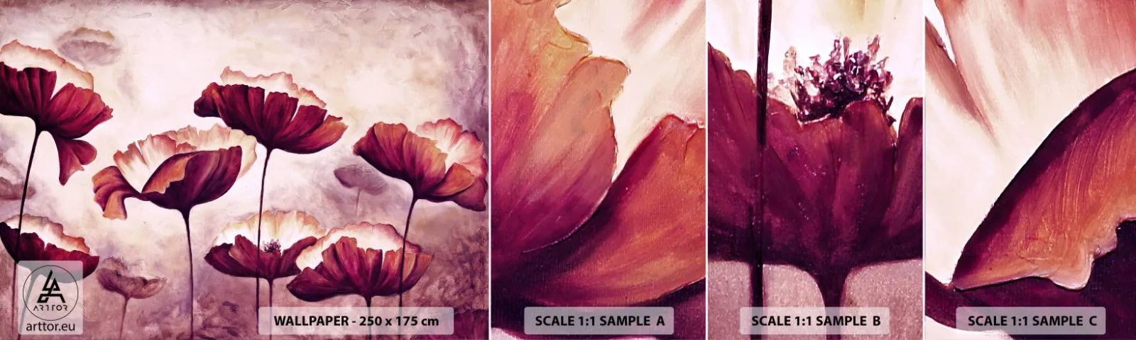 Fotótapéta Minta Standard Eco - Piros és fehér szirom - Absztrakció, Virágok, Darab - 100x30 cm