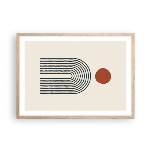 Poszter világos tölgy keretben - Formák és színek vonzalma - 70x50 cm