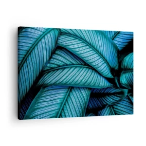 Vászonkép - Élénk részletekkel díszített türkiz levelek közeli felvétele. - 70x50cm - Életvonalak - Modern fali dekoráció nappalihoz és hálószobához ARTTOR