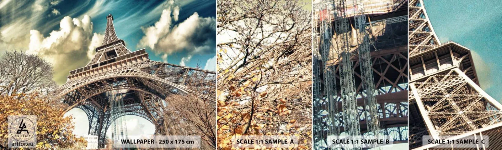 Fotótapéta Minta Standard Eco - Ősszel pedig Párizsban... - Város, Párizs, Eiffel-torony - 100x30 cm
