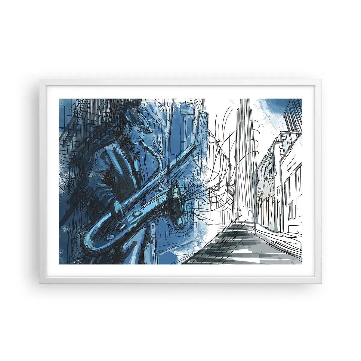 Poszter fekete keretben - Városi rapszódia - 70x50 cm
