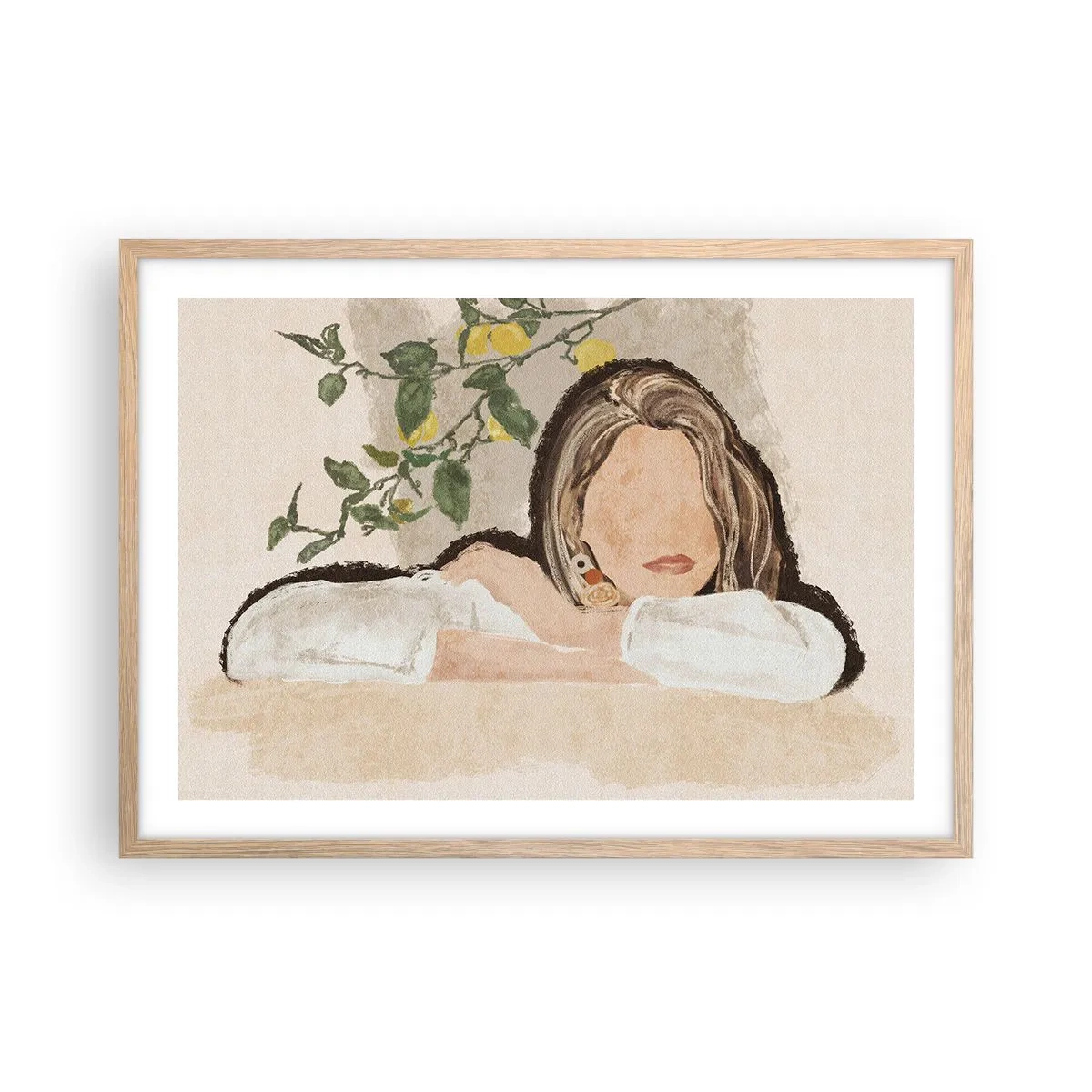 Poszter világos tölgy keretben - Déli szépség - 70x50 cm