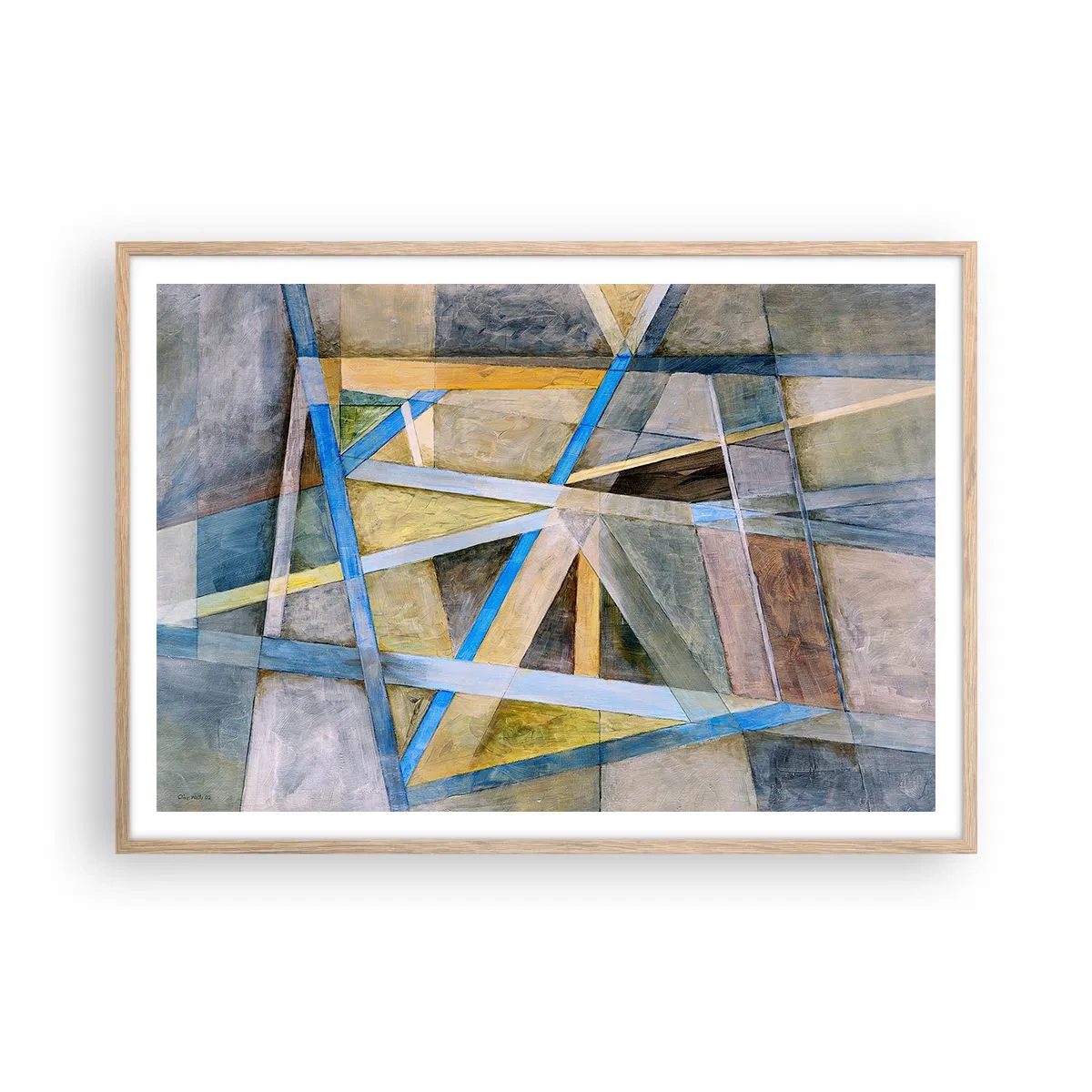 Poszter világos tölgy keretben - Egyenesen vagy átlósan? - 100x70 cm