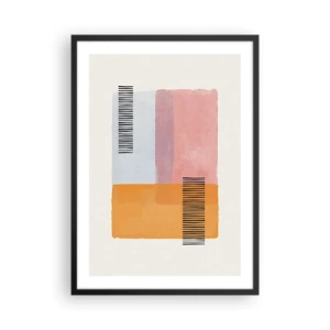 Poszter fehér keretben - Pasztellszínű geometriai formák vonalas díszítéssel - 50x70cm - Saroktól sarokig - Modern fali dekoráció nappalihoz és hálószobához ARTTOR