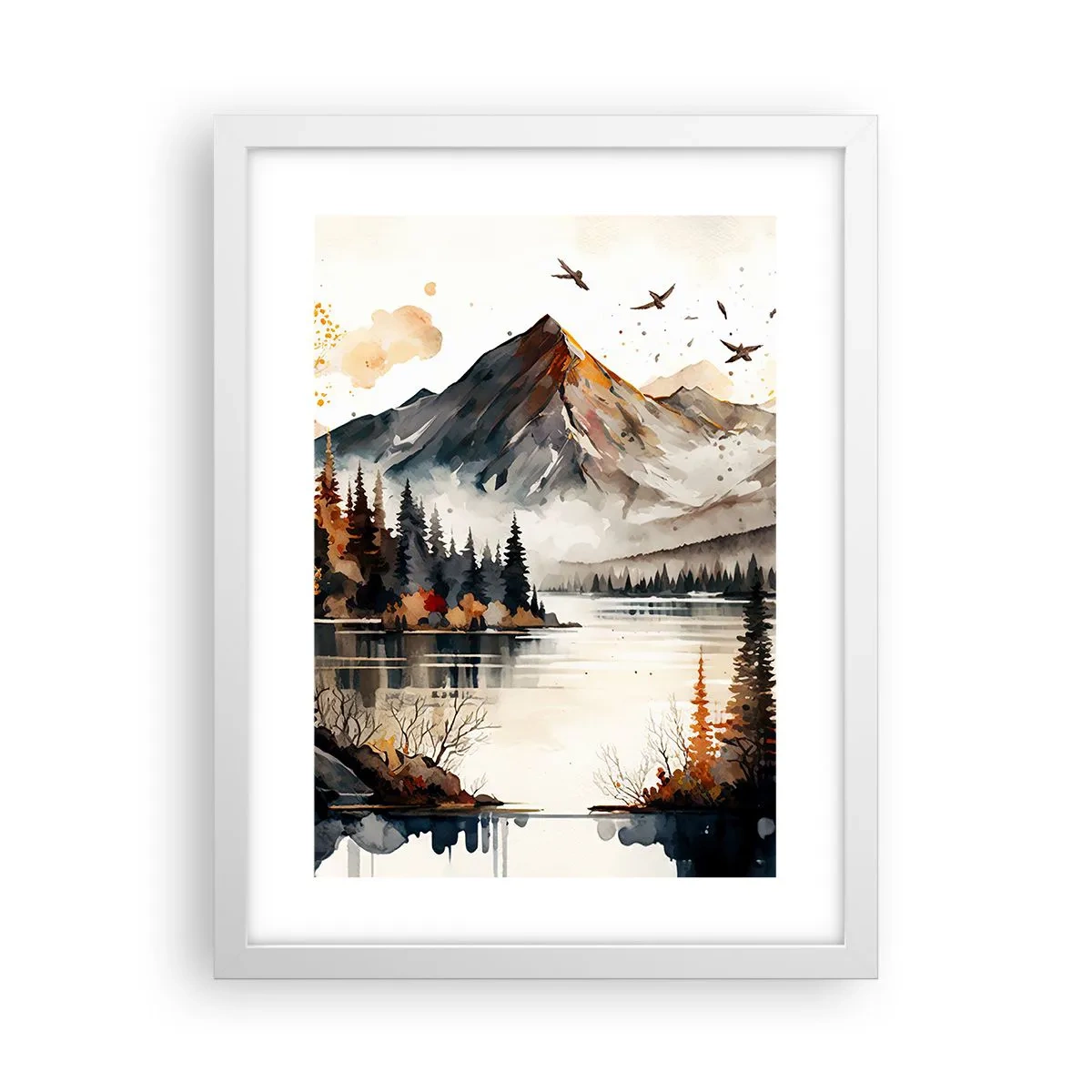 Poszter fekete keretben - Aranyszínű ősz a hegyekben - 30x40 cm