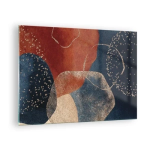 Üveg kép - Absztrakt formák sötétkék és réz árnyalatokban - 70x50cm - A lét könnyedsége - Modern fali dekoráció nappalihoz és hálószobához ARTTOR