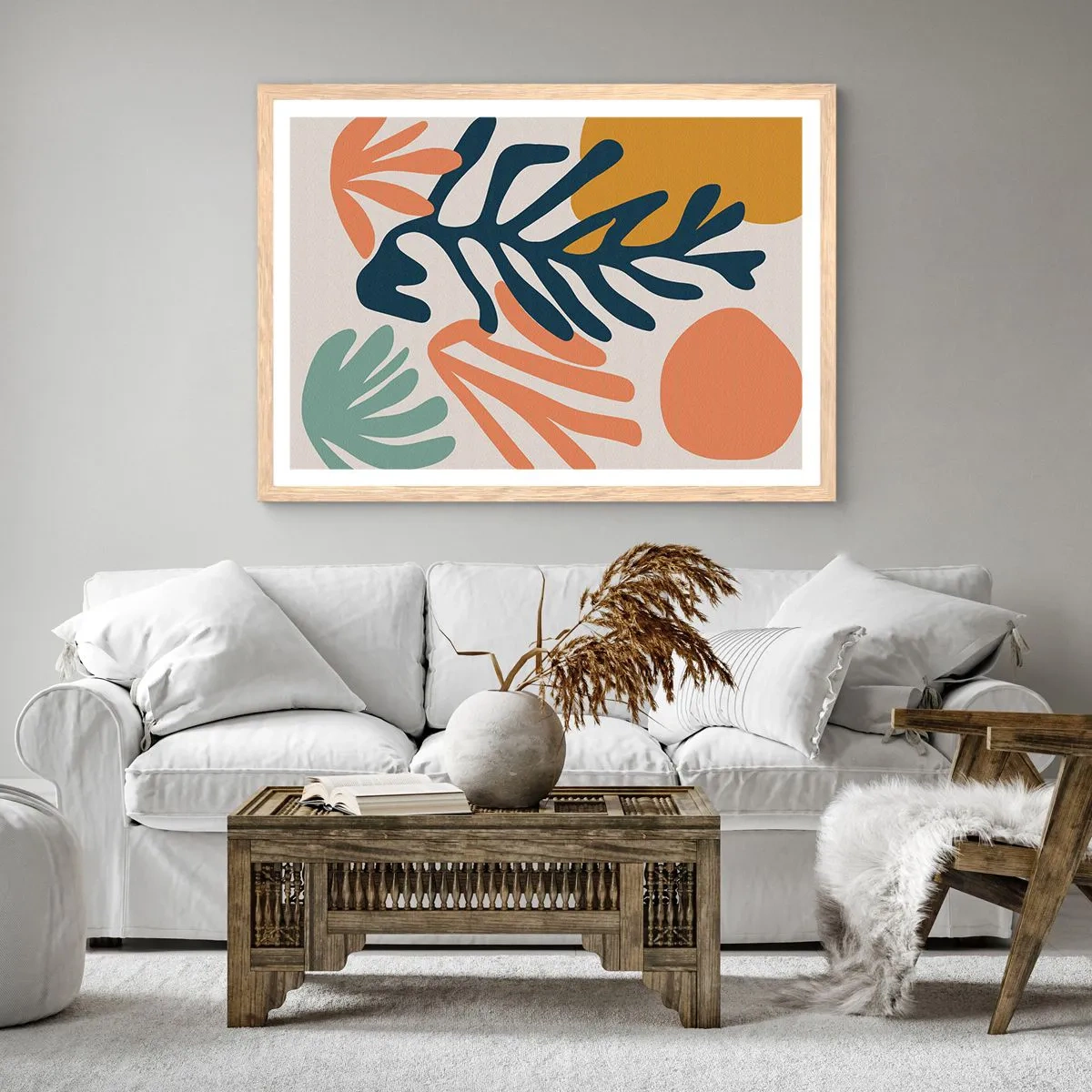 Poszter világos tölgy keretben - Koralltengerek - 70x50 cm