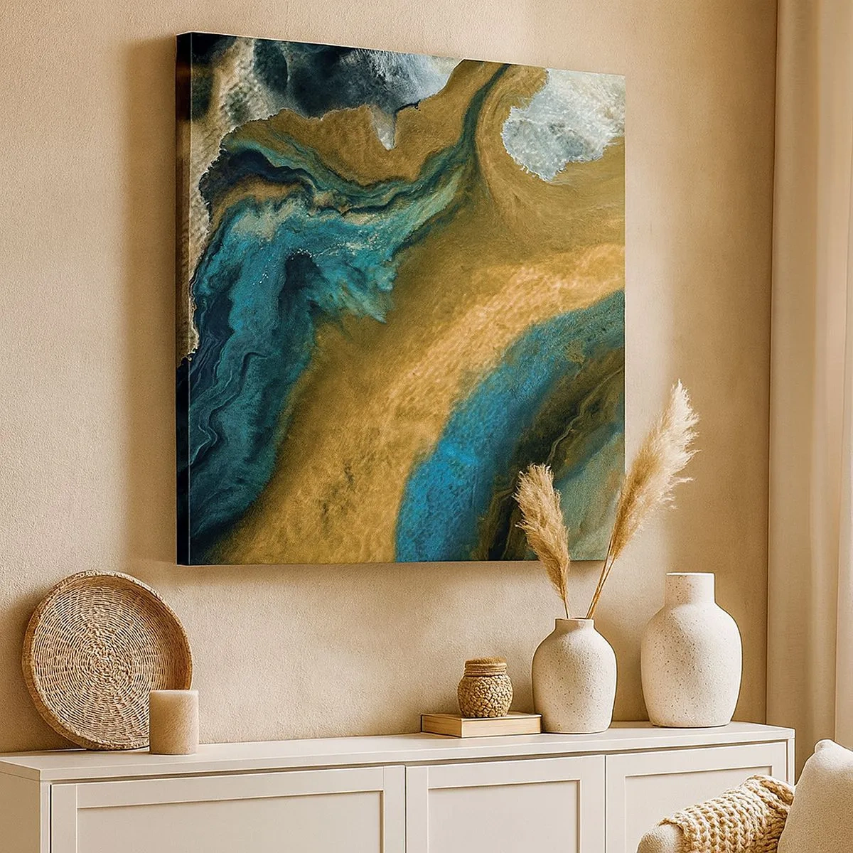 Vászonkép - Kék - sárga - kölcsönös hatások - 30x30 cm