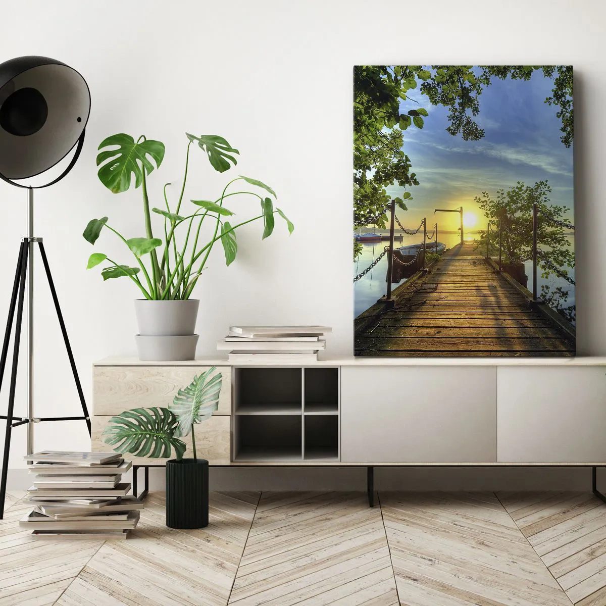 Vászonkép - Naplemente a víz felett - 45x80 cm