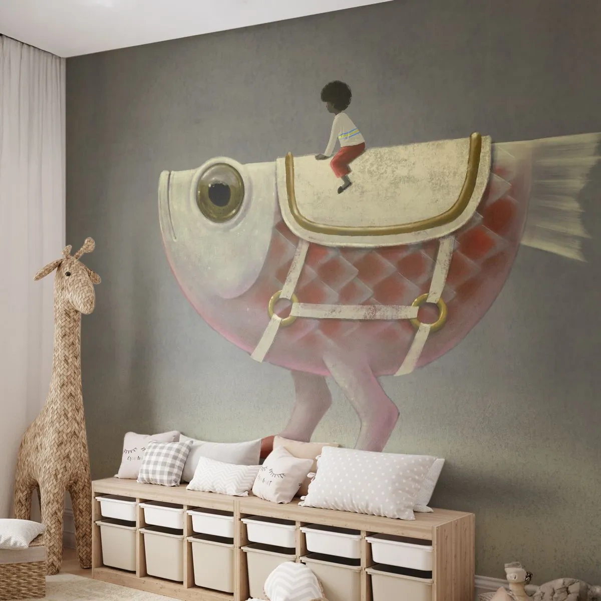 Fotótapéta Standard Eco - A halas lovas - Absztrakció, Hal, Gyerekeknek - 350x256 cm