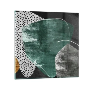 Üveg kép - Színes absztrakció aranypehellyel - 40x40 cm