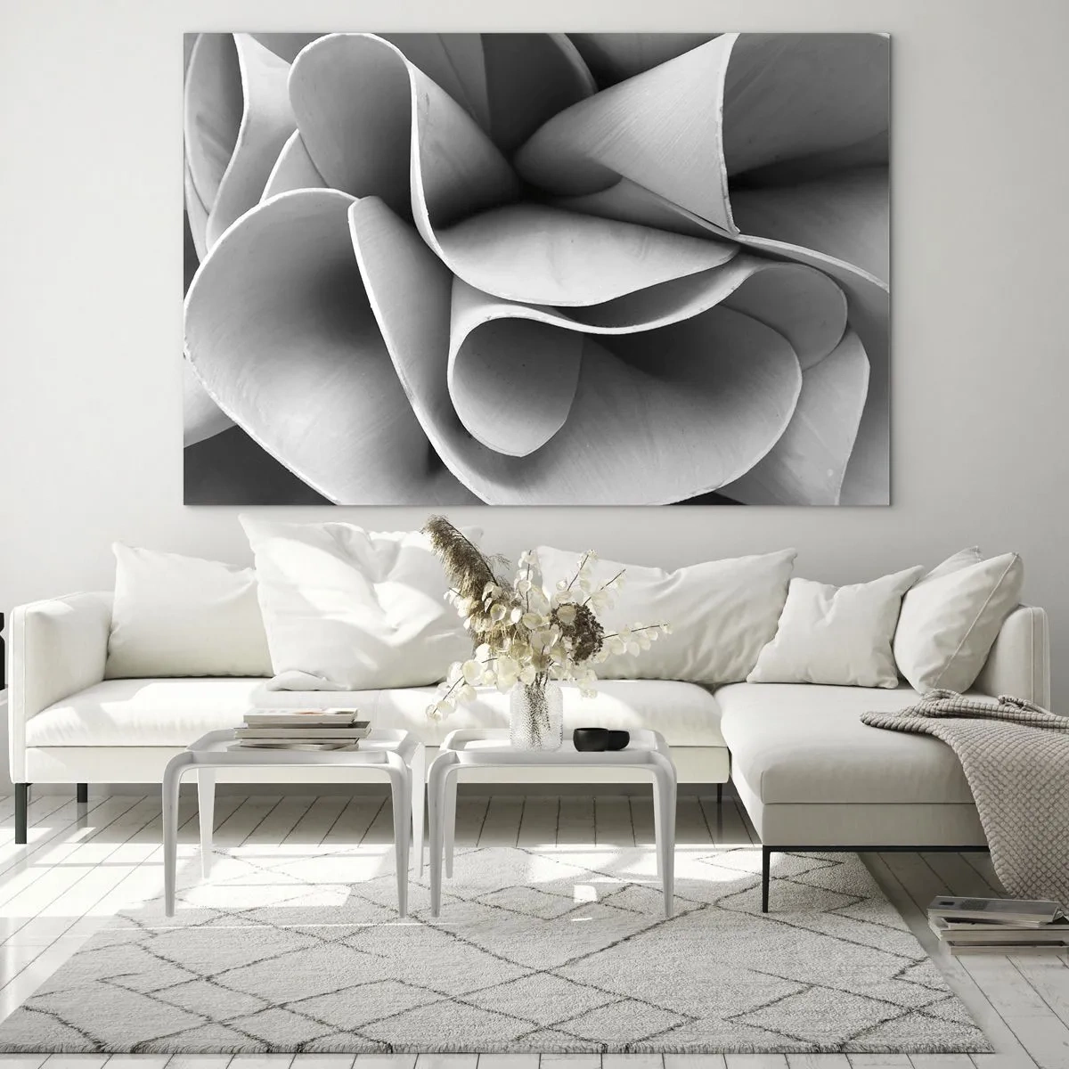 Üveg kép - Fekete-fehér közeli kép absztrakt spirális formákról - 70x50cm - Az űrben történik - Modern fali dekoráció nappalihoz és hálószobához ARTTOR