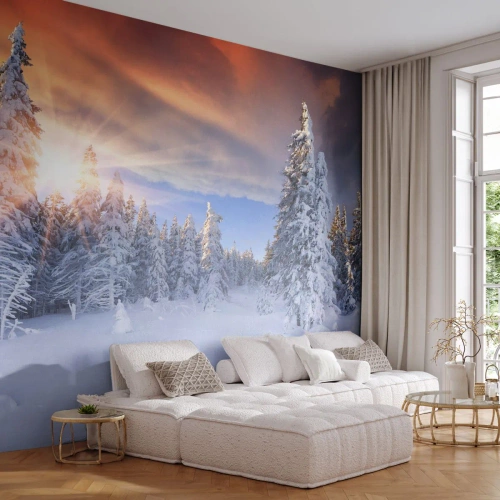 Fotótapéta Premium Canvas - A természet havas látványa - Tájkép, Erdő, Téli - 500x350 cm