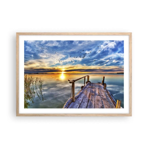 Poszter világos tölgy keretben - Megnyugszik a szél - 70x50 cm