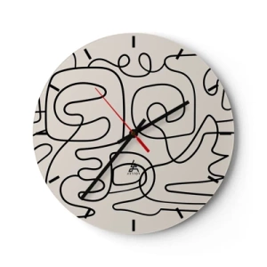 Falióra, Óra - Absztrakt fekete vonalak világos háttéren modern stílusban - 30x30cm - A nyomonkövetésben - Modern fali dekoráció nappalihoz, konyhához és hálószobához ARTTOR