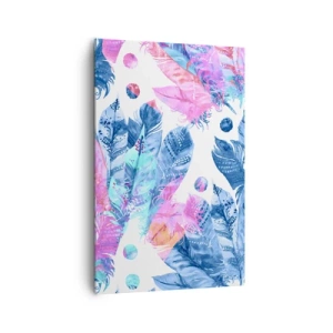 Vászonkép - Rózsaszín és kék tollak - 80x120 cm