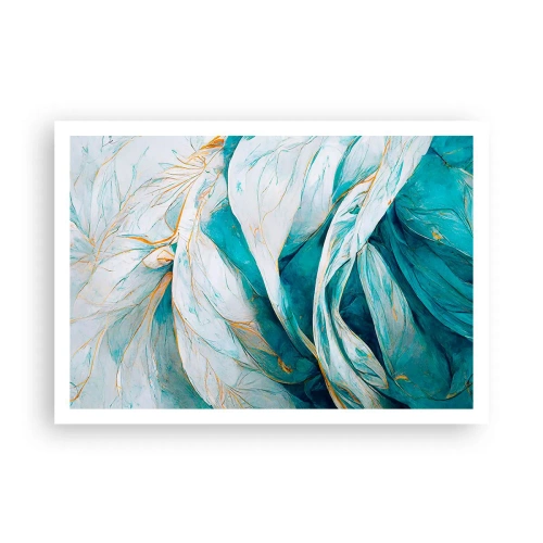 Poszter - Kék absztrakció arany motívummal - 100x70 cm