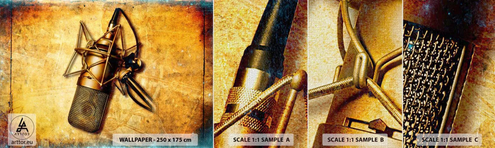 Fotótapéta Minta Premium Canvas - A rádiózás aranyévei - Mikrofon, Zene, Retro - 100x30 cm