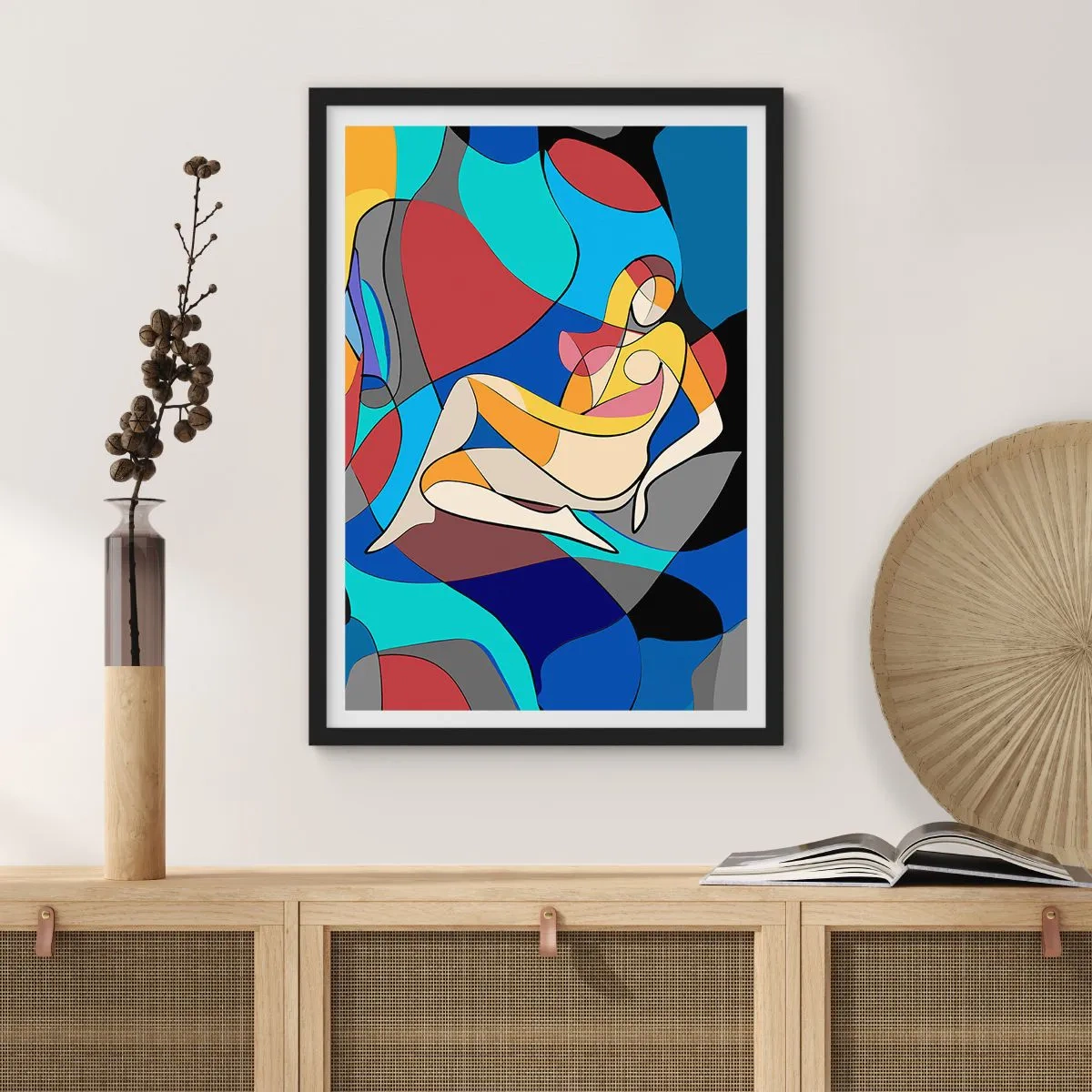 Poszter fehér keretben - Kubista akt - 61x91 cm
