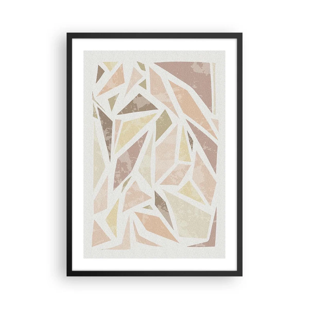 Poszter fehér keretben - Geometrikus absztrakció pasztell árnyalatokban - 50x70cm - Üvegfestmény kompozíció - Modern fali dekoráció nappalihoz és hálószobához ARTTOR