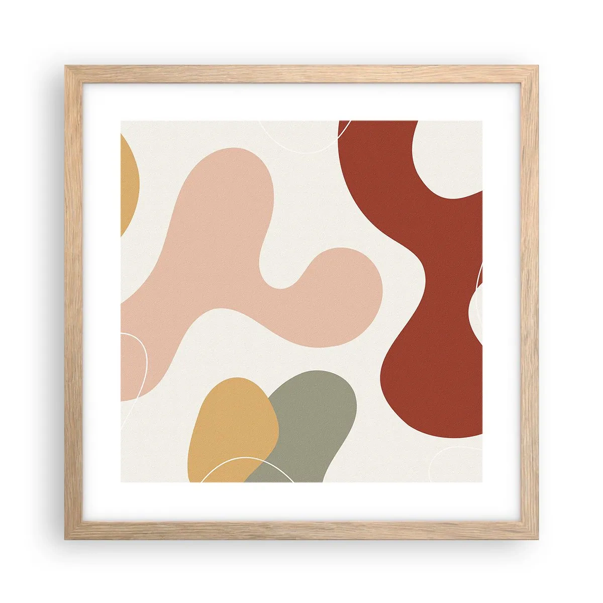 Poszter világos tölgy keretben - Pöttyök vagy hullámok? - 40x40 cm