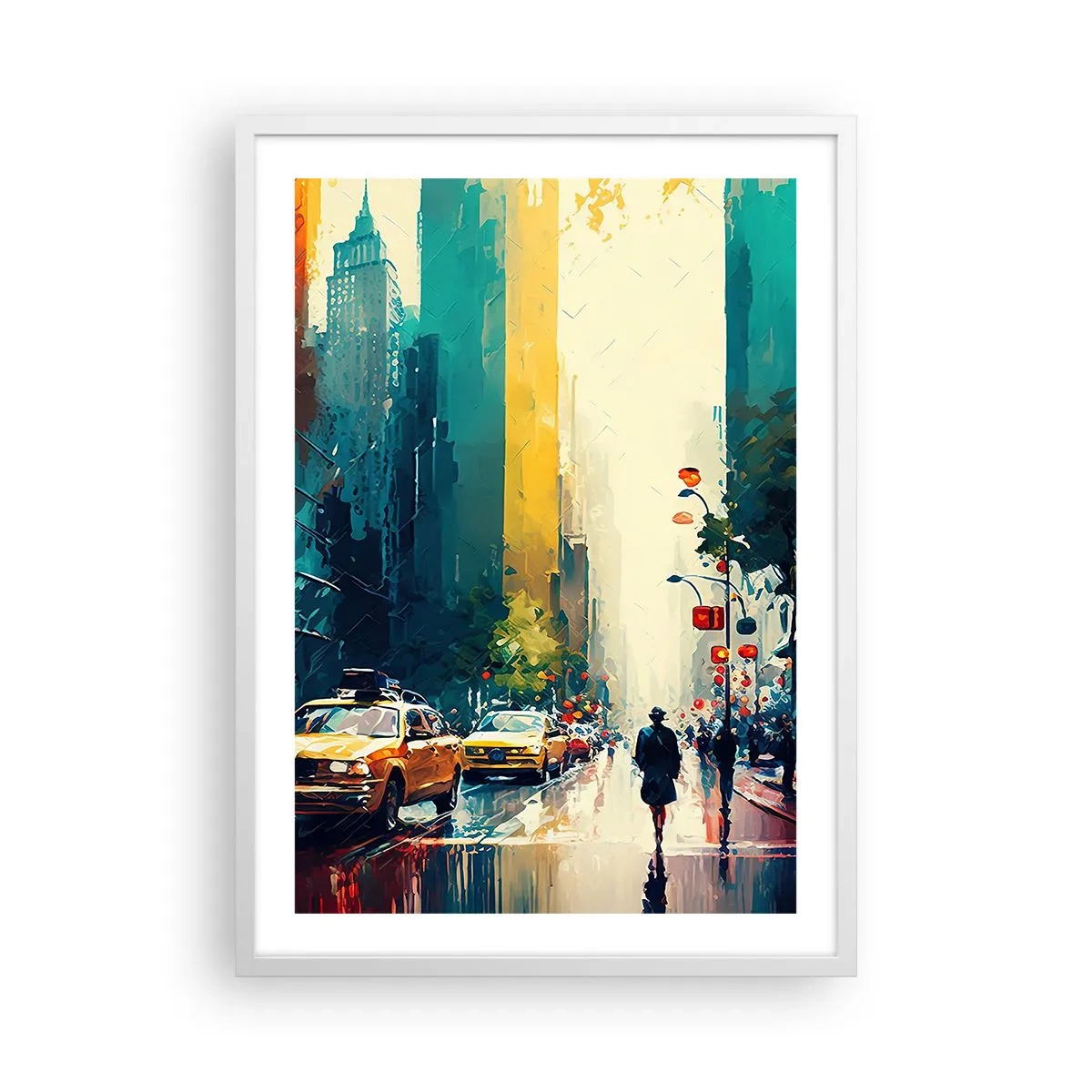 Poszter fekete keretben - New York - itt még az eső is színes. - 50x70 cm
