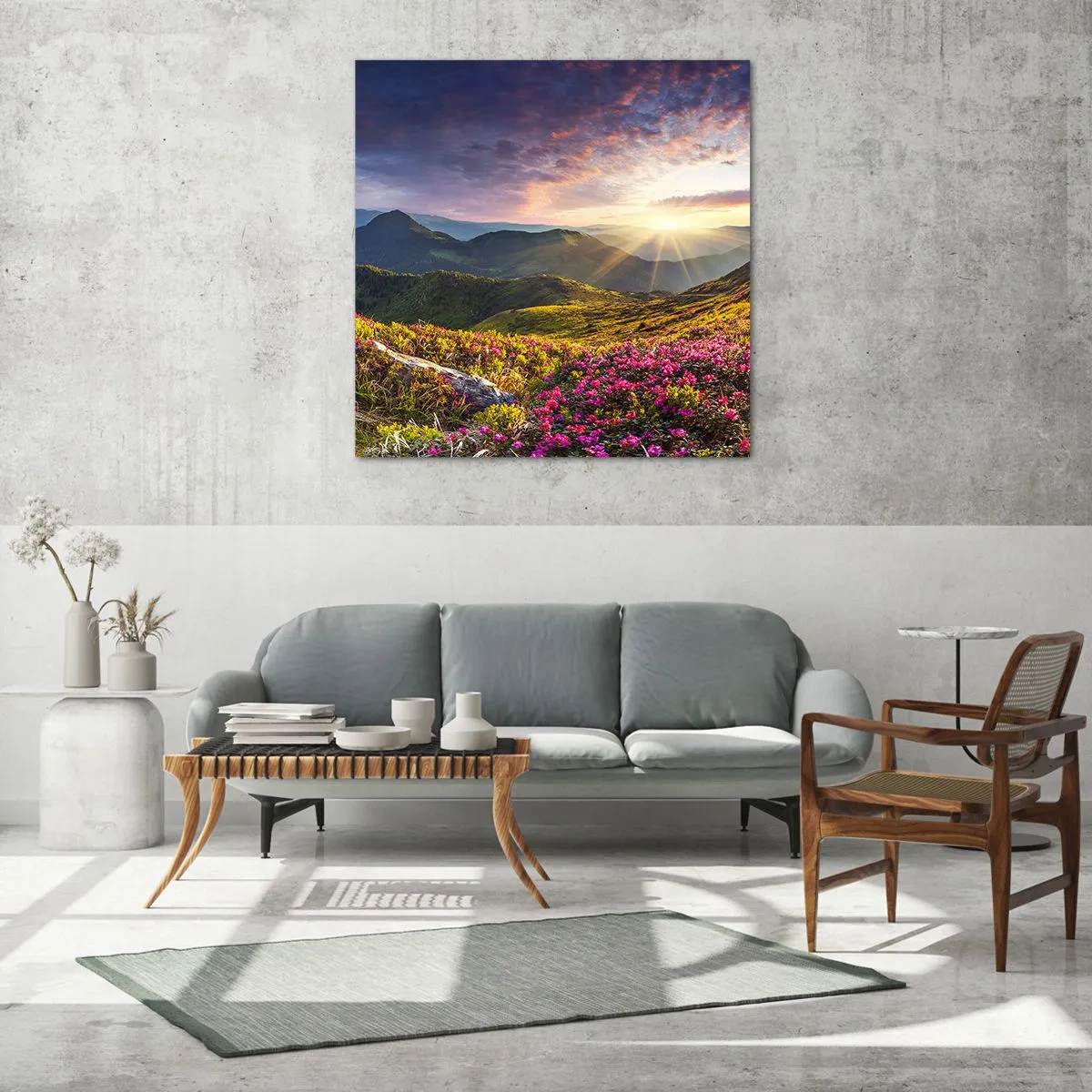 Üveg kép - A Hegyi reggeli frissesség - 70x70 cm