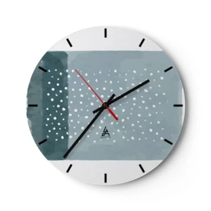 Falióra, Óra - Modern kompozíció pöttyökkel kék árnyalatú háttéren - 30x30cm - Kéken nőtt - Modern fali dekoráció nappalihoz, konyhához és hálószobához ARTTOR